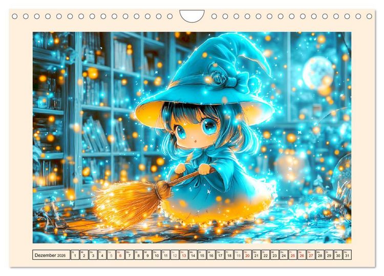 Produktbild: Kleine Hexen. Zauberhafte M&auml;dchen mit magischen Kr&auml;ften (Wandkalender 2026 DIN A4 quer), CALVENDO Monatskalender