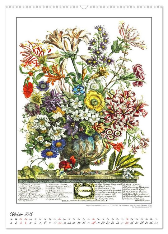 Produktbild: Henry Fletcher. Blumen und Fr&uuml;chte - Kunstkalender (Wandkalender 2026 DIN A2 hoch), CALVENDO Monatskalender