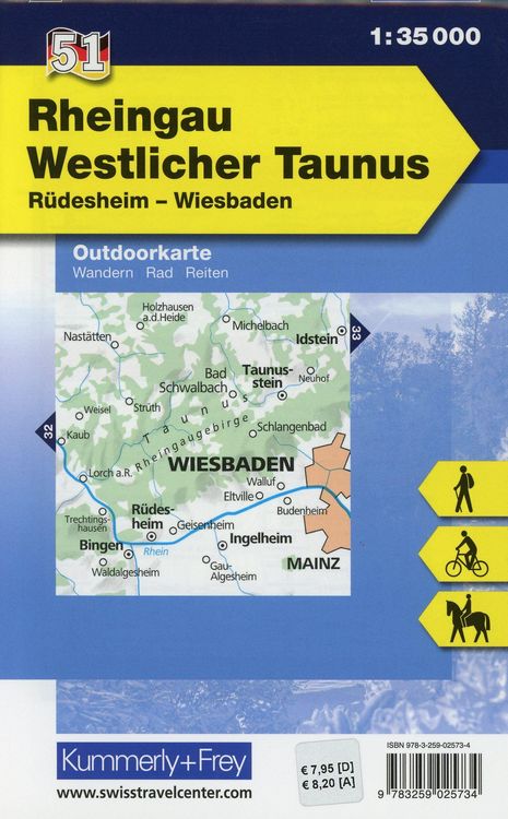 Produktbild: K&uuml;mmerly+Frey Outdoorkarte Deutschland 51 Rheingau, Westlicher Taunus 1:35.000