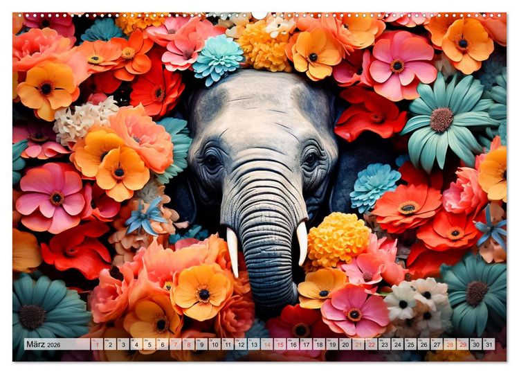 Produktbild: Animal Art - Tiere und Blumen (Wandkalender 2026 DIN A2 quer), CALVENDO Monatskalender