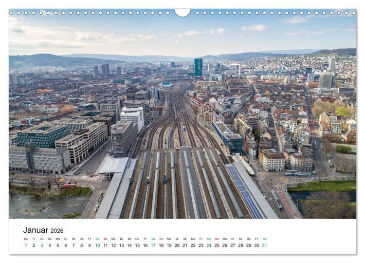 Produktbild: Luftbildkalender Z&uuml;rich (Wandkalender 2026 DIN A3 quer), CALVENDO Monatskalender