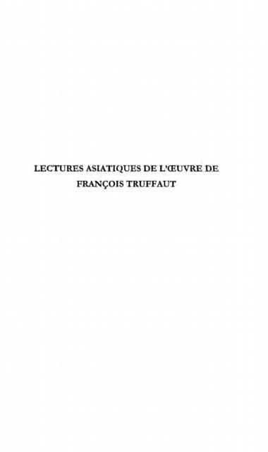 Produktbild: Lectures Asiatiques De L'?'uvre De Francois Truffaut