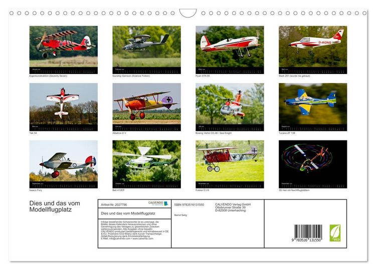 Produktbild: Dies und das vom Modellflugplatz (Wandkalender 2026 DIN A3 quer), CALVENDO Monatskalender