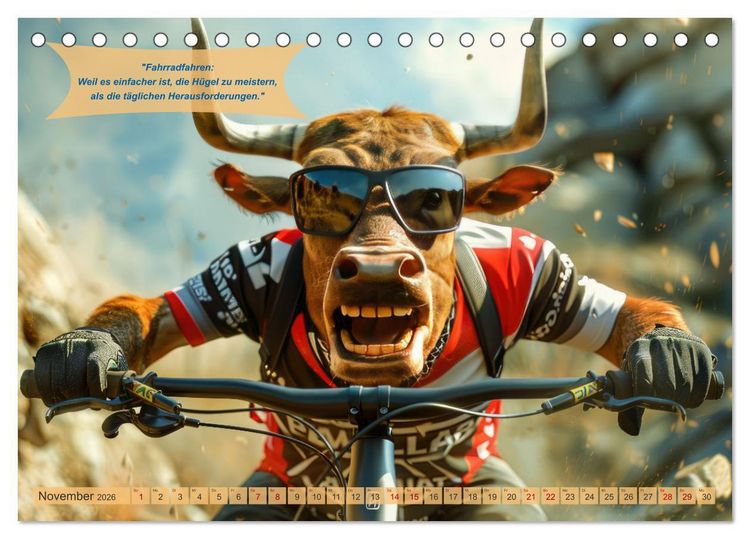 Produktbild: Der tierisch lustige Fahrradkalender (Tischkalender 2026 DIN A5 quer), CALVENDO Monatskalender