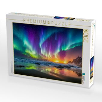 Produktbild: CALVENDO Puzzle T&auml;nzelnde Lichter &uuml;ber vereistem Meer | 2000 Teile Lege-Gr&ouml;&szlig;e 90x67cm Foto-Puzzle f&uuml;r gl&uuml;ckliche Stunden