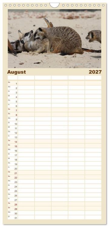 Produktbild: Familienplaner 2027 - Erdm&auml;nnchen mit 5 Spalten (Wandkalender, 21 x 45 cm) CALVENDO