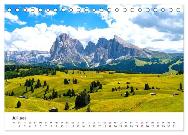 Produktbild: Seiser Alm - Im Herzen der Dolomiten. (Tischkalender 2026 DIN A5 quer), CALVENDO Monatskalender