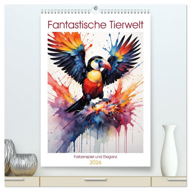 Produktbild: Fantastische Tierwelt: Farbenspiel und Eleganz (hochwertiger Premium Wandkalender 2026 DIN A2 hoch), Kunstdruck in Hochglanz