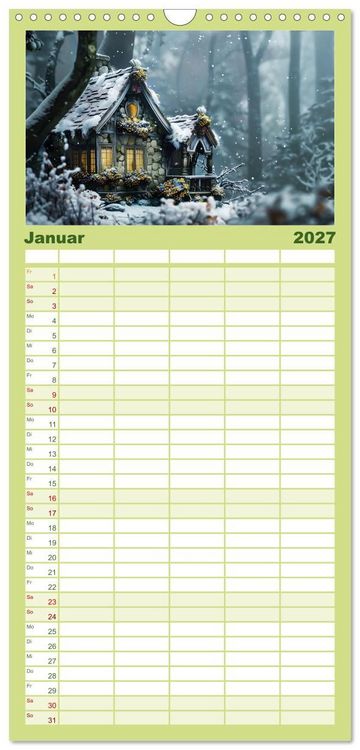 Produktbild: Familienplaner 2027 - Das kleine H&auml;uschen im Wald mit 5 Spalten (Wandkalender, 21 x 45 cm) CALVENDO