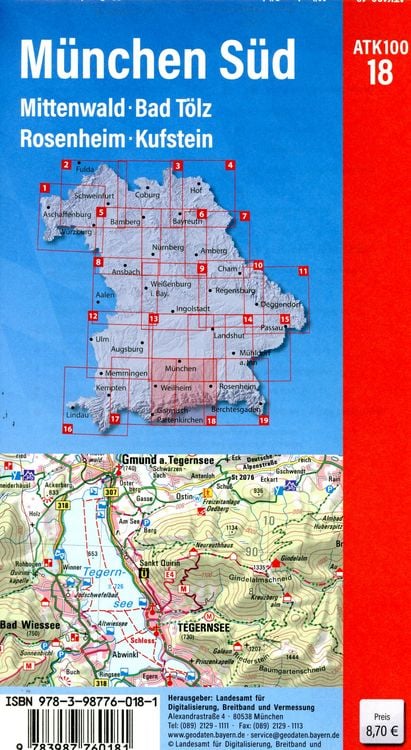 Produktbild: ATK100-18 M&uuml;nchen S&uuml;d (Amtliche Topographische Karte 1:100000)