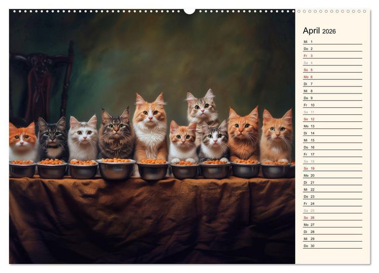 Produktbild: Katzen schaffen Kunst (hochwertiger Premium Wandkalender 2026 DIN A2 quer), Kunstdruck in Hochglanz