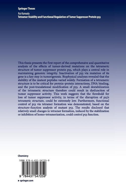 Produktbild: Tetramer Stability and Functional Regulation of Tumor Suppressor Protein p53