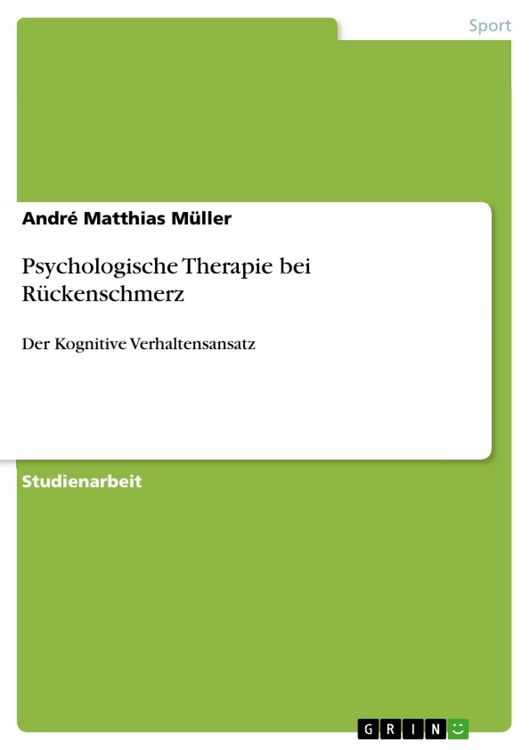 Produktbild: Psychologische Therapie bei R&uuml;ckenschmerz