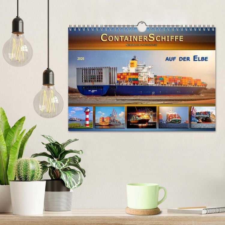 Produktbild: Containerschiffe auf der Elbe (Wandkalender 2026 DIN A4 quer), CALVENDO Monatskalender