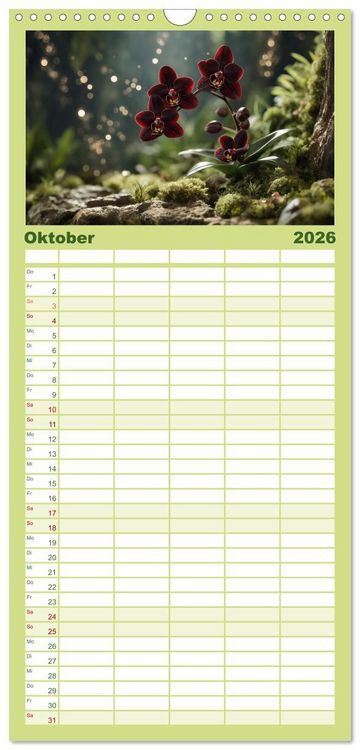 Produktbild: Familienplaner 2026 - Im Schatten der Orchidee mit 5 Spalten (Wandkalender, 21 x 45 cm) CALVENDO