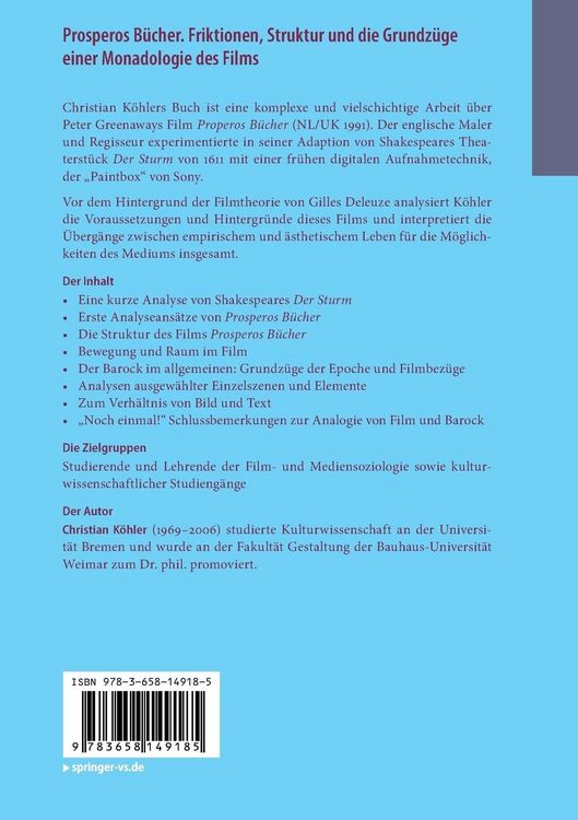 Produktbild: Prosperos B&uuml;cher. Friktionen, Struktur und die Grundz&uuml;ge einer Monadologie des Films
