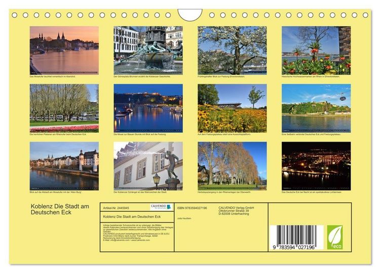 Produktbild: Koblenz Die Stadt am Deutschen Eck (Wandkalender 2027 DIN A4 quer), CALVENDO Monatskalender