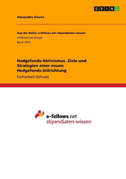 Produktbild: Hedgefonds-Aktivismus. Ziele und Strategien einer neuen Hedgefonds-Stilrichtung