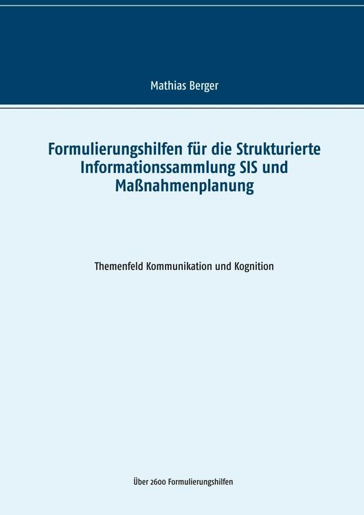 Produktbild: Formulierungshilfen f&uuml;r die Strukturierte Informationssammlung SIS und Ma&szlig;nahmenplanung