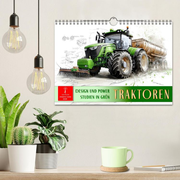 Produktbild: Traktoren - Design und Power Studien in Gr&uuml;n (Wandkalender 2026 DIN A4 quer), CALVENDO Monatskalender