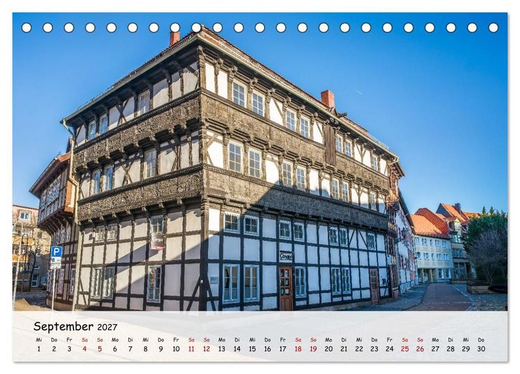 Produktbild: Halberstadt Altstadtarchitektur unweit des Harzes (Tischkalender 2027 DIN A5 quer), CALVENDO Monatskalender