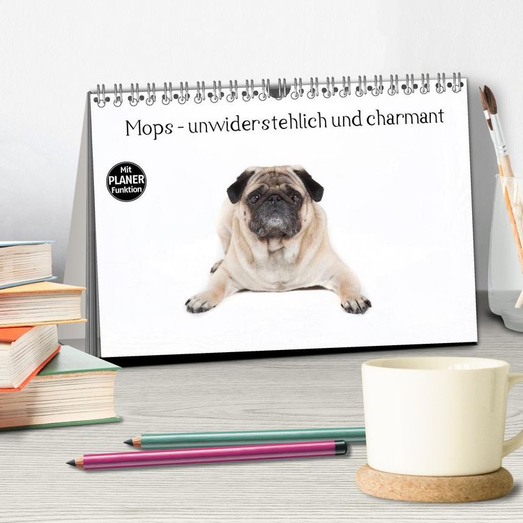 Produktbild: Mops - unwiderstehlich und charmant (Tischkalender 2026 DIN A5 quer), CALVENDO Monatskalender
