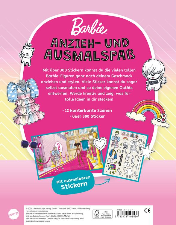 Produktbild: Mein Ausmalstickerbuch Barbie - Anziehpuppen