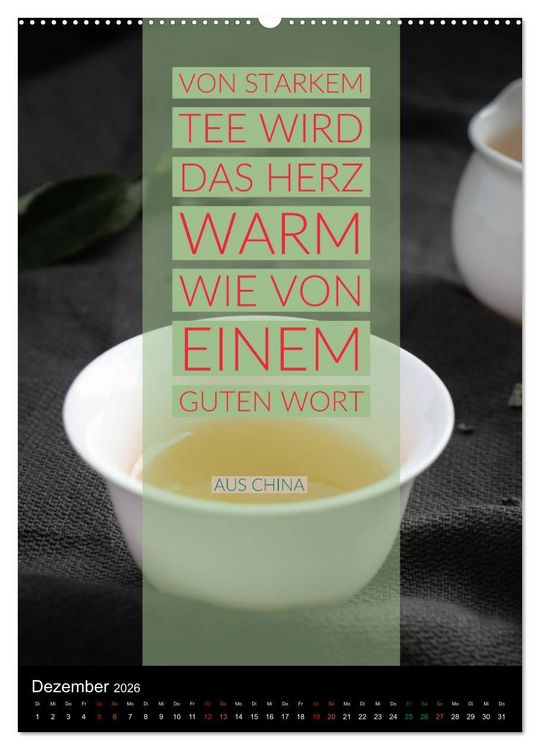 Produktbild: TEE Weisheiten und Zitate (Wandkalender 2026 DIN A2 hoch), CALVENDO Monatskalender