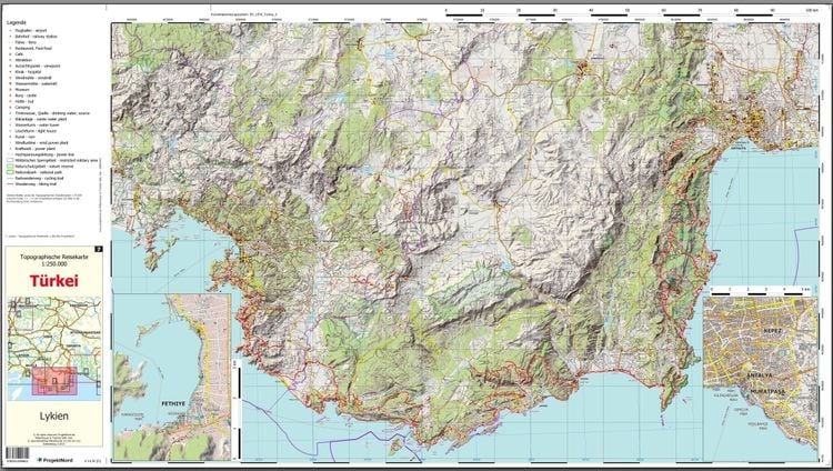 Lykien - Topographische Reisekarte 1:250.000 Türkei (Blatt 7)