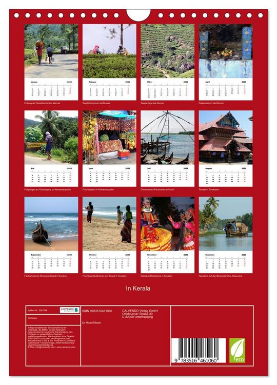 Produktbild: In Kerala (Wandkalender 2026 DIN A4 hoch), CALVENDO Monatskalender