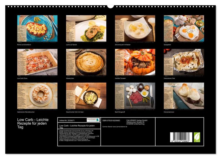 Produktbild: Low Carb - Leichte Rezepte f&uuml;r jeden Tag (hochwertiger Premium Wandkalender 2026 DIN A2 quer), Kunstdruck in Hochglanz