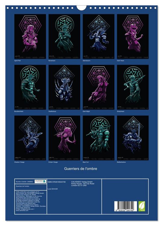 Produktbild: Guerriers de l'ombre (Calendrier mural 2026 DIN A3 horizontal), CALVENDO calendrier mensuel