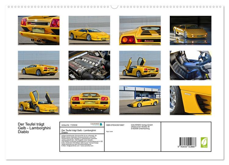 Produktbild: Der Teufel tr&auml;gt Gelb - Lamborghini Diablo (hochwertiger Premium Wandkalender 2025 DIN A2 quer), Kunstdruck in Hochglanz