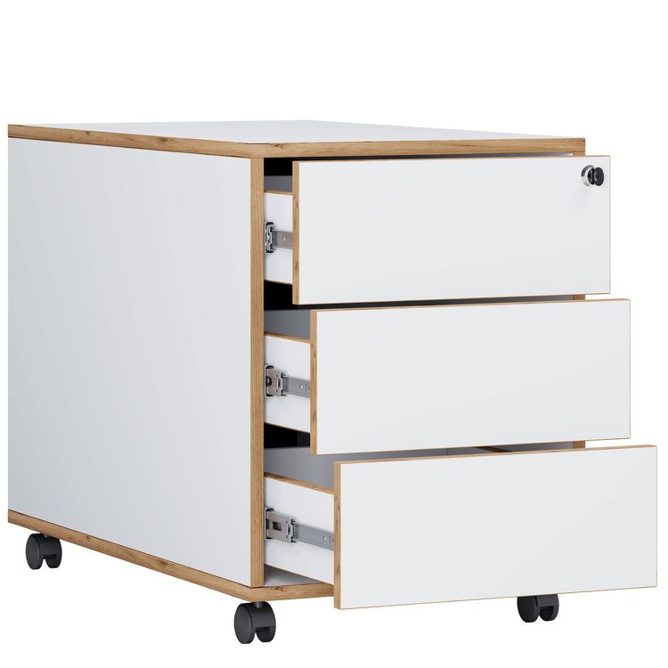 Produktbild: Holz Rollcontainer B&uuml;rocontainer Salia 3 Schublade