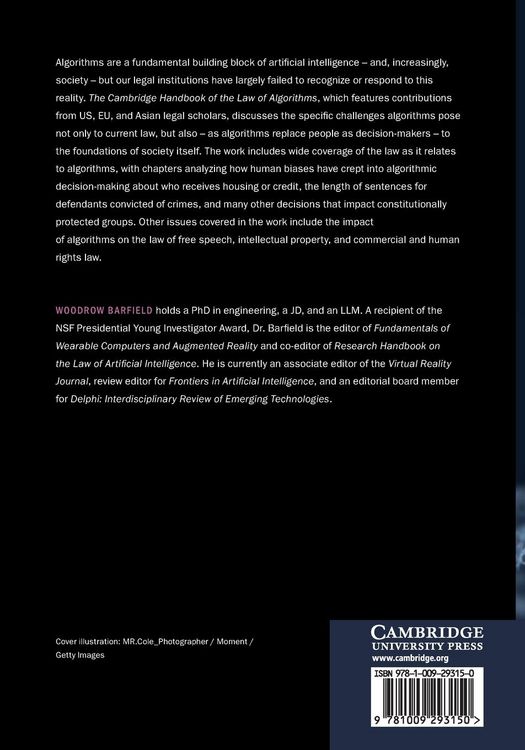 Produktbild: The Cambridge Handbook of the Law of Algorithms