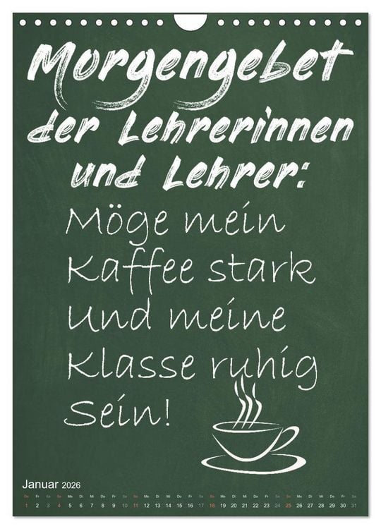 Produktbild: Coole Lehrerspr&uuml;che (Wandkalender 2026 DIN A4 hoch), CALVENDO Monatskalender