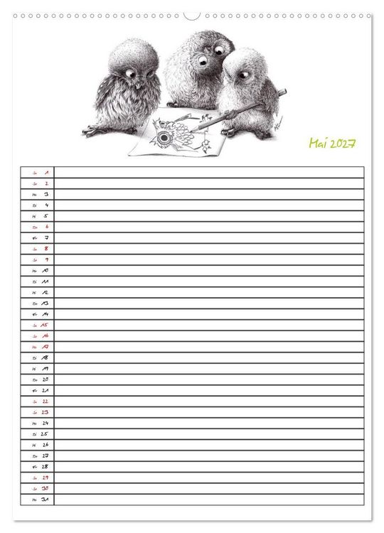 Produktbild: Tieronisch Eulen (Wandkalender 2027 DIN A2 hoch), CALVENDO Monatskalender