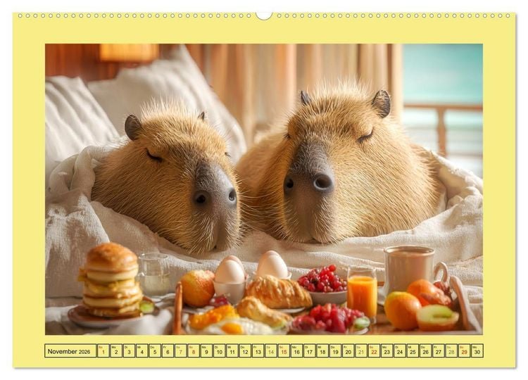 Produktbild: Capybaras on Tour. Wasserschweine als Weltenbummler (hochwertiger Premium Wandkalender 2026 DIN A2 quer), Kunstdruck in Hochglanz