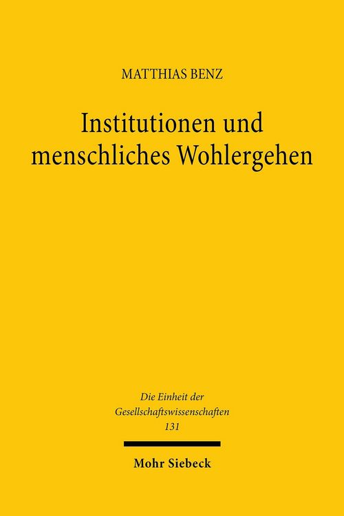 Produktbild: Institutionen und menschliches Wohlergehen