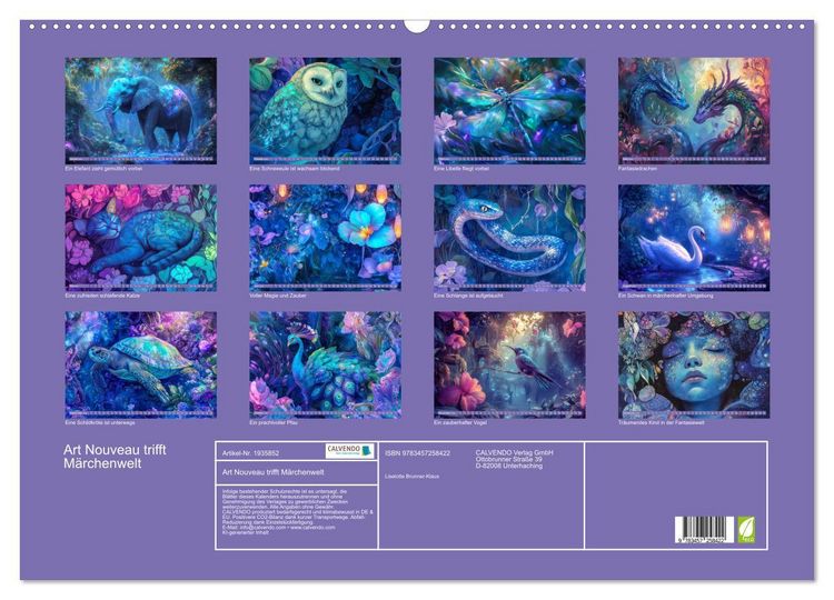 Produktbild: Art Nouveau trifft M&auml;rchenwelt (Wandkalender 2026 DIN A2 quer), CALVENDO Monatskalender