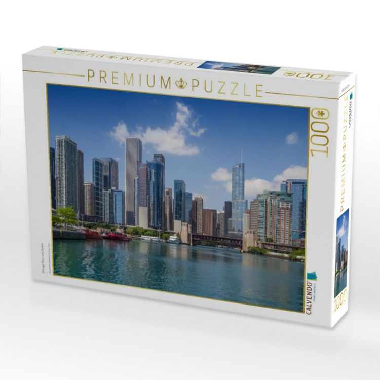 Produktbild: CALVENDO Puzzle Chicago River und Skyline | 1000 Teile Lege-Gr&ouml;&szlig;e 64x48cm Foto-Puzzle f&uuml;r gl&uuml;ckliche Stunden