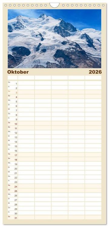 Produktbild: Familienplaner 2026 - Die H&ouml;chsten der Alpen mit 5 Spalten (Wandkalender, 21 x 45 cm) CALVENDO