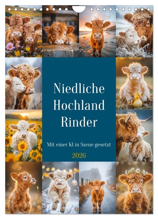 Produktbild: Niedliche Hochland Rinder (Wandkalender 2026 DIN A4 hoch), CALVENDO Monatskalender