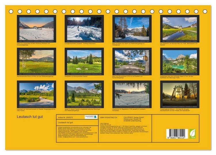 Produktbild: Leutasch tut gut (Tischkalender 2026 DIN A5 quer), CALVENDO Monatskalender