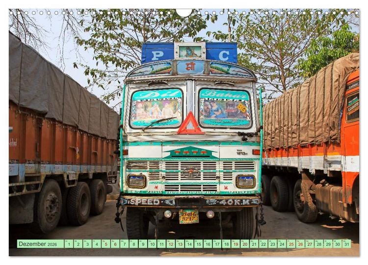 Produktbild: Indien Farbenfrohe LKW (Wandkalender 2026 DIN A3 quer), CALVENDO Monatskalender