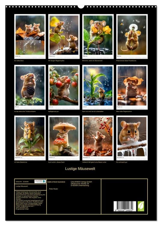 Produktbild: Lustige M&auml;usewelt (hochwertiger Premium Wandkalender 2026 DIN A2 hoch), Kunstdruck in Hochglanz