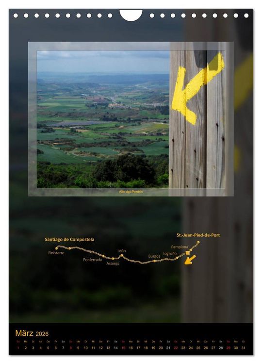 Produktbild: Jakobsweg - Camino Franc&eacute;s (Wandkalender 2026 DIN A4 hoch), CALVENDO Monatskalender