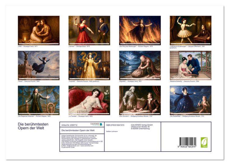Produktbild: Die ber&uuml;hmtesten Opern der Welt (hochwertiger Premium Wandkalender 2026 DIN A2 quer), Kunstdruck in Hochglanz
