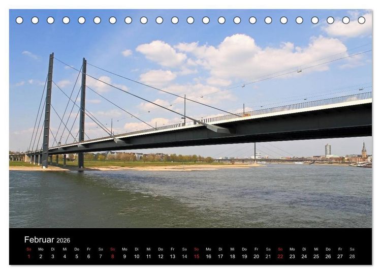 Produktbild: Von Ufer zu Ufer, Wege &uuml;ber den Rhein in D&uuml;sseldorf (Tischkalender 2026 DIN A5 quer), CALVENDO Monatskalender