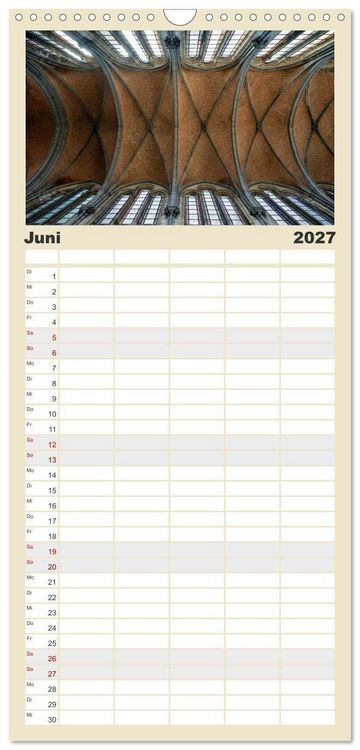 Produktbild: Familienplaner 2027 - Gew&ouml;lbe des Glaubens &ndash; Kirchendecken Europas mit 5 Spalten (Wandkalender, 21 x 45 cm) CALVENDO